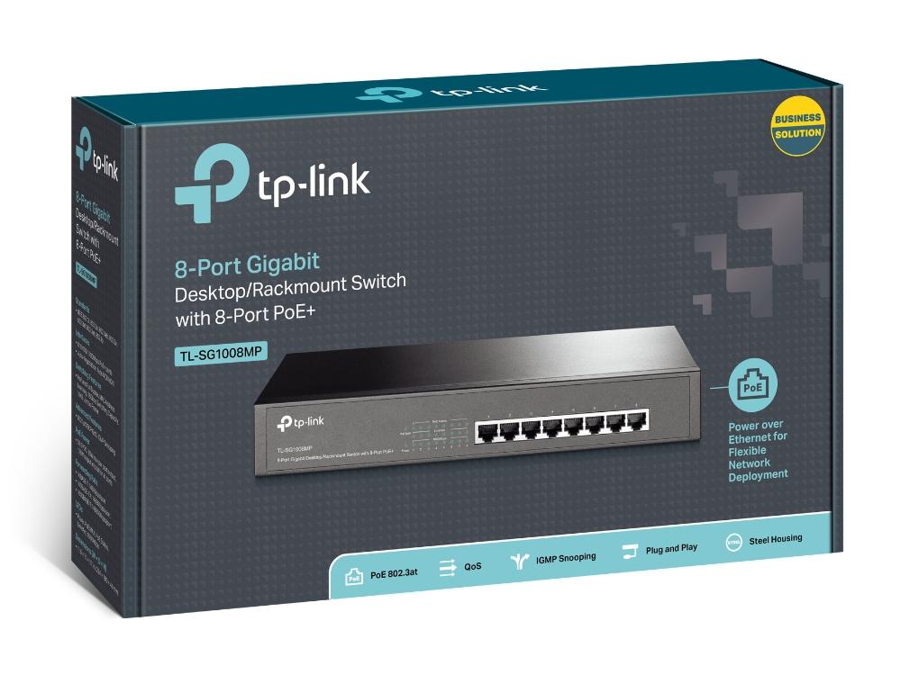 8-портов Gigabit PoE+ Desktop/Rackmount комутатор TP-Link TL-SG1008MP