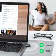 USB адаптер Ugreen adapter CM390 Bluetooth 5.0 USB 20м - черен