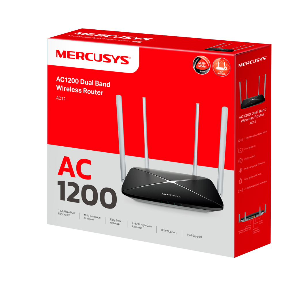 Рутер безжичен Mercusys AC12 AC1200 двулентов - v3.0