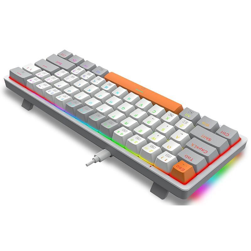 Механична RGB геймърска клавиатура Redragon Akali K642WGO-RGB - сива