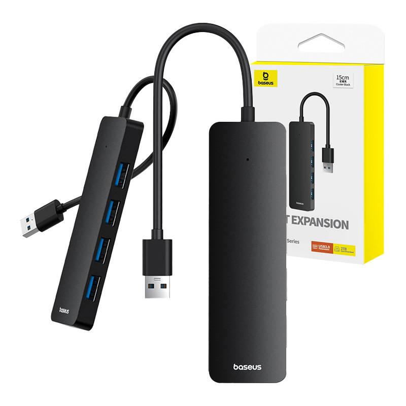 USB хъб Baseus 4 в 1 UltraJoy Lite USB-А към USB 3.0, 15 см B0005280B111-00 - черен