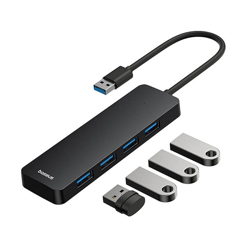 USB хъб Baseus 4 в 1 UltraJoy Lite USB-А към USB 3.0, 15 см B0005280B111-00 - черен