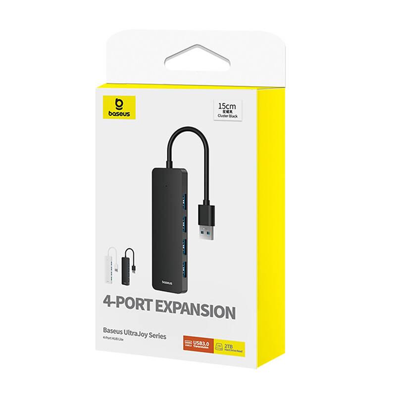 USB хъб Baseus 4 в 1 UltraJoy Lite USB-А към USB 3.0, 15 см B0005280B111-00 - черен
