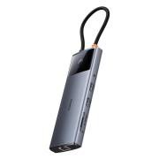 USB хъб Baseus 10 в 1 Metal Gleam II Series Type-C към 1xHDMI, USB-A (10Gbps), USB-C, 2xUSB-A, RJ45, SD/TF, mini-jack 3,5 мм, USB-C(PD) B00061800813-00 - тъмносив