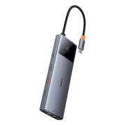USB хъб Baseus 10 в 1 Metal Gleam II Series Type-C към 1xHDMI, USB-A (10Gbps), USB-C, 2xUSB-A, RJ45, SD/TF, mini-jack 3,5 мм, USB-C(PD) B00061800813-00 - тъмносив