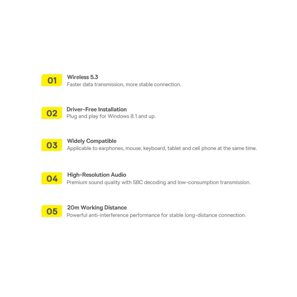 Мини USB адаптер Baseus BA07 Bluetooth v5.0 ZJBA010001