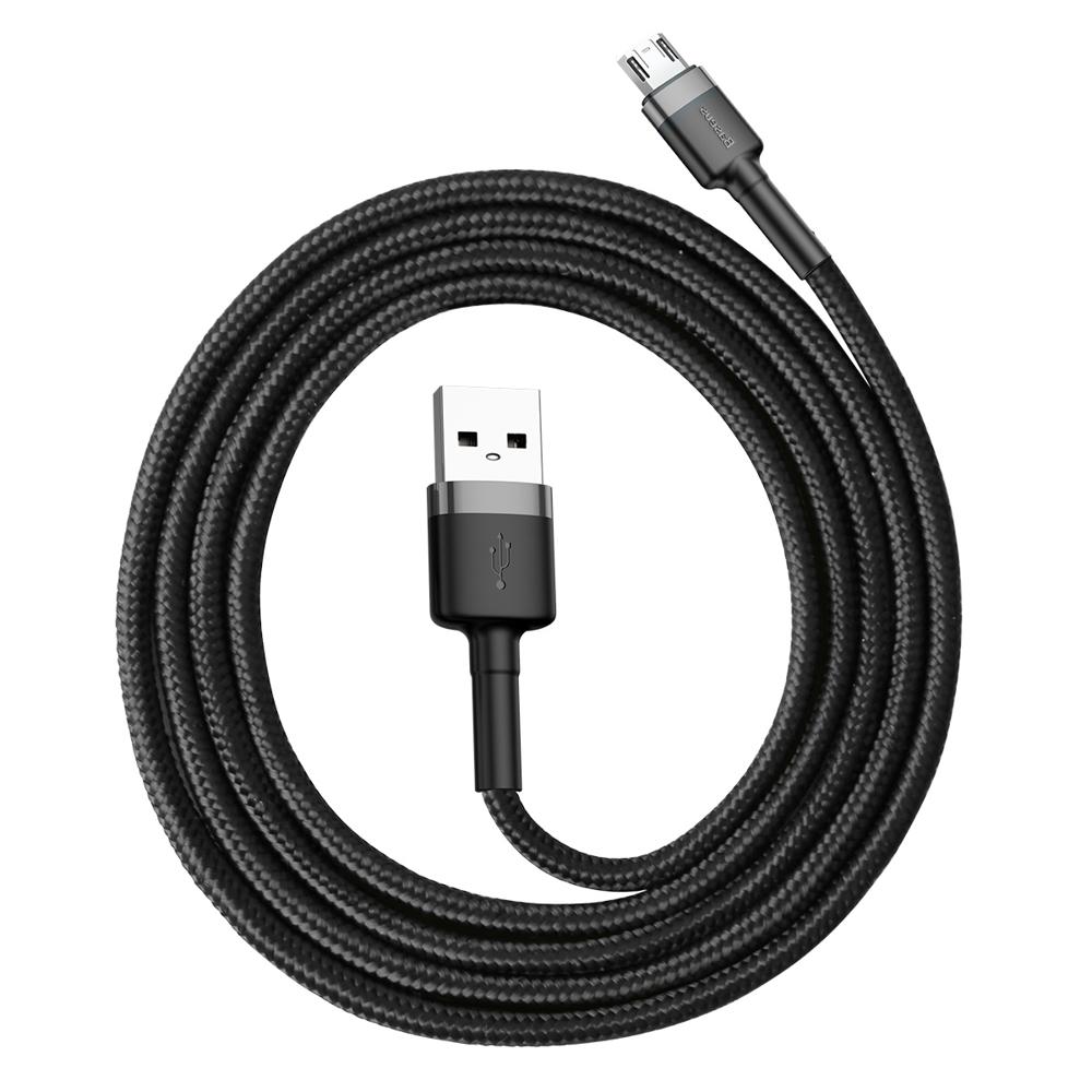 Кабел Baseus Cafule USB-A към Micro USB QC3.0 2.4A 1м CAMKLF-BG1 - черен/сив