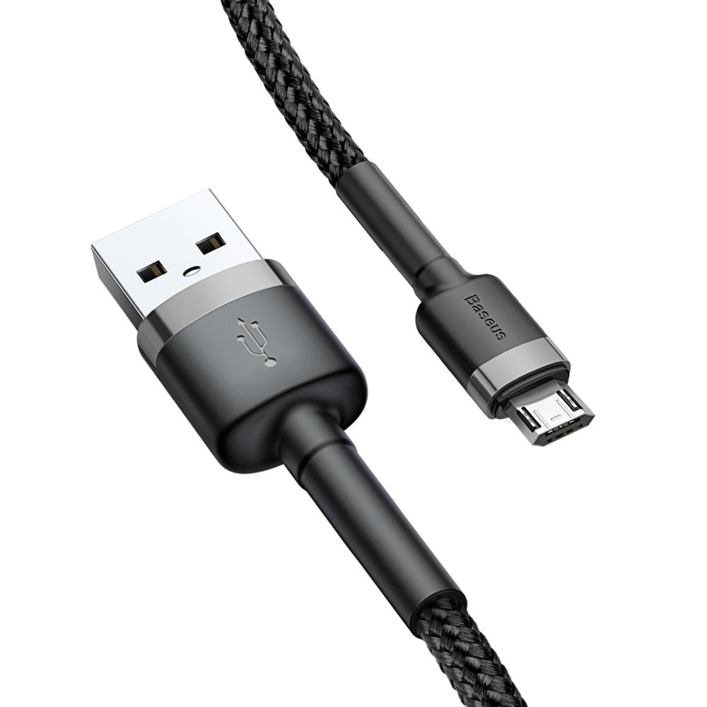 Кабел Baseus Cafule USB-A към Micro USB QC3.0 2.4A 1м CAMKLF-BG1 - черен/сив
