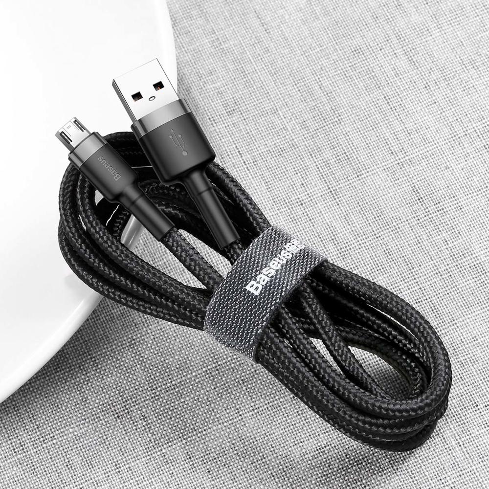 Кабел Baseus Cafule USB-A към Micro USB QC3.0 2.4A 1м CAMKLF-BG1 - черен/сив