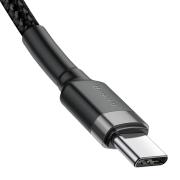 Кабел Baseus Cafule USB-C PD /USB-C PD PD2.0 60W 20V 3A QC3.0 2м CATKLF-HG1 - черен/сиво