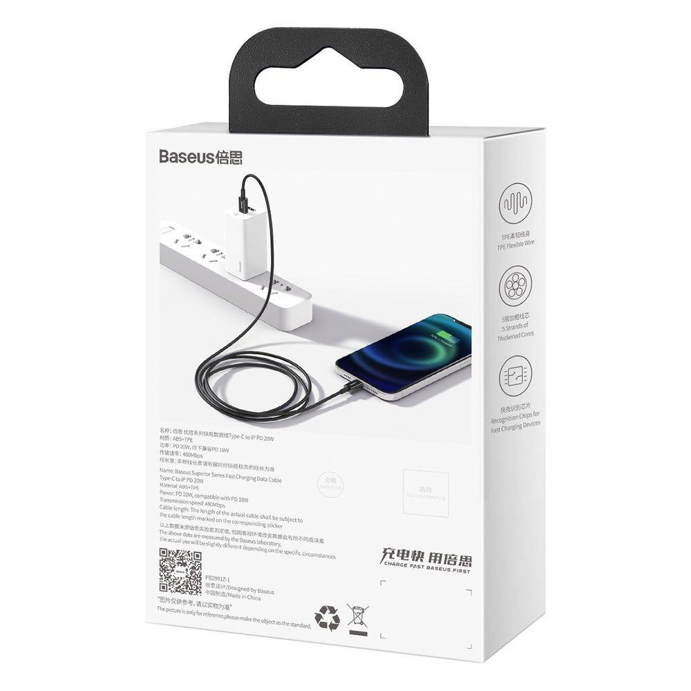 Кабел Baseus Superior USB Type C към Lightning 20W 1м CATLYS-A01 - черен