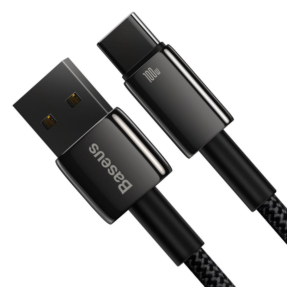 Кабел Baseus Tungsten Gold 100W USB-A към USB-C 1м CAWJ000001 - черен