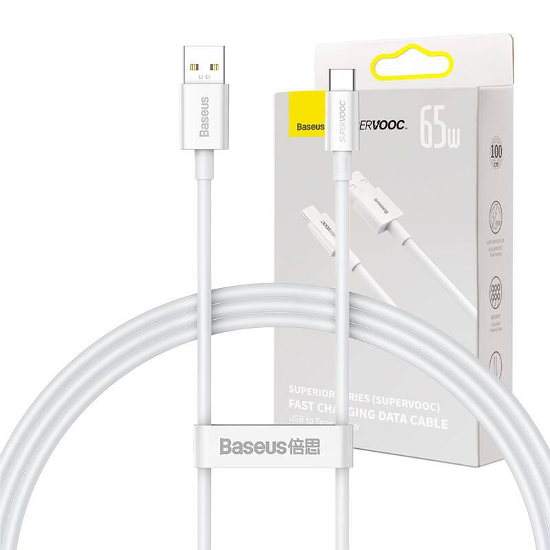 Кабел Baseus Superior Series USB-А към USB-C 65W 1м CAYS000902 - бял