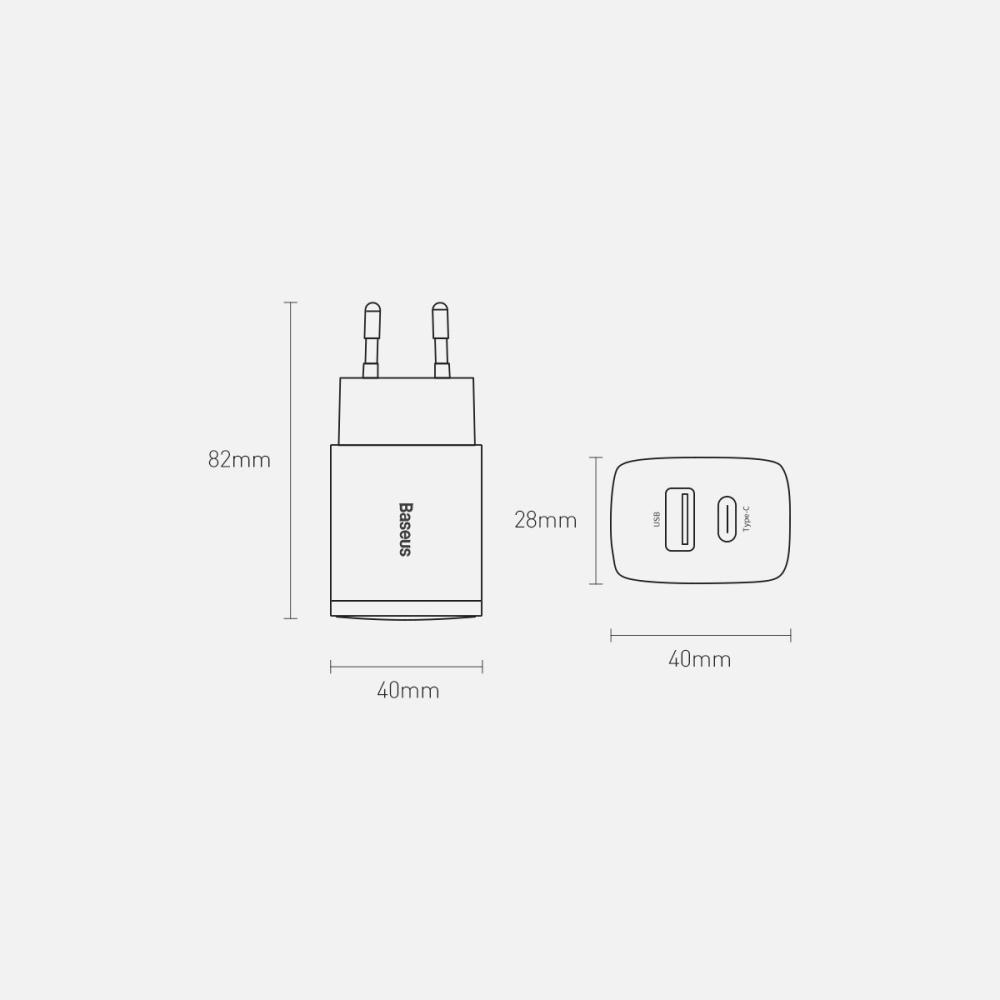 Зарядно устройство Baseus USB към USB Type C 20W 3A Quick Charge 3.0 CCXJ-B01 - черно
