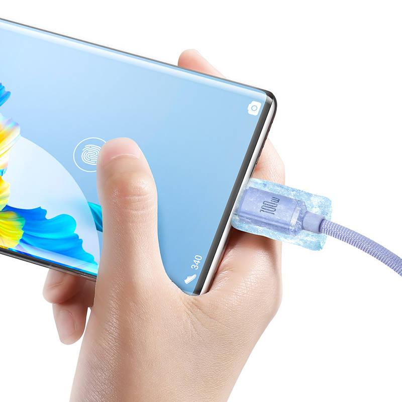 Кабел Baseus Crystal Shine USB Type A към USB Type C 100W 2м CAJY000505 - лилав
