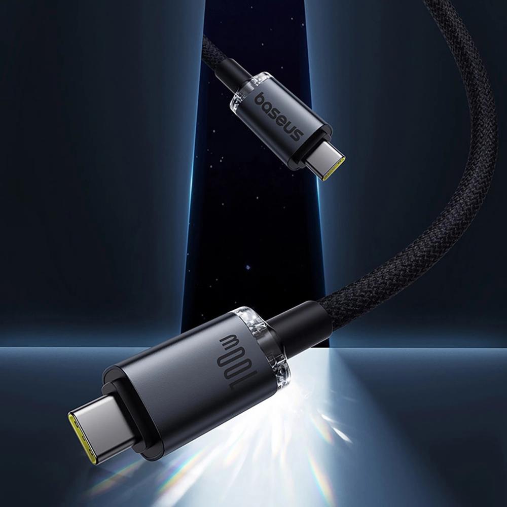 Кабел Baseus Crystal Shine P10318204111-00 USB3.2 USB-C към USB-C Display Cable 100W 1.5м 20Gb - черен