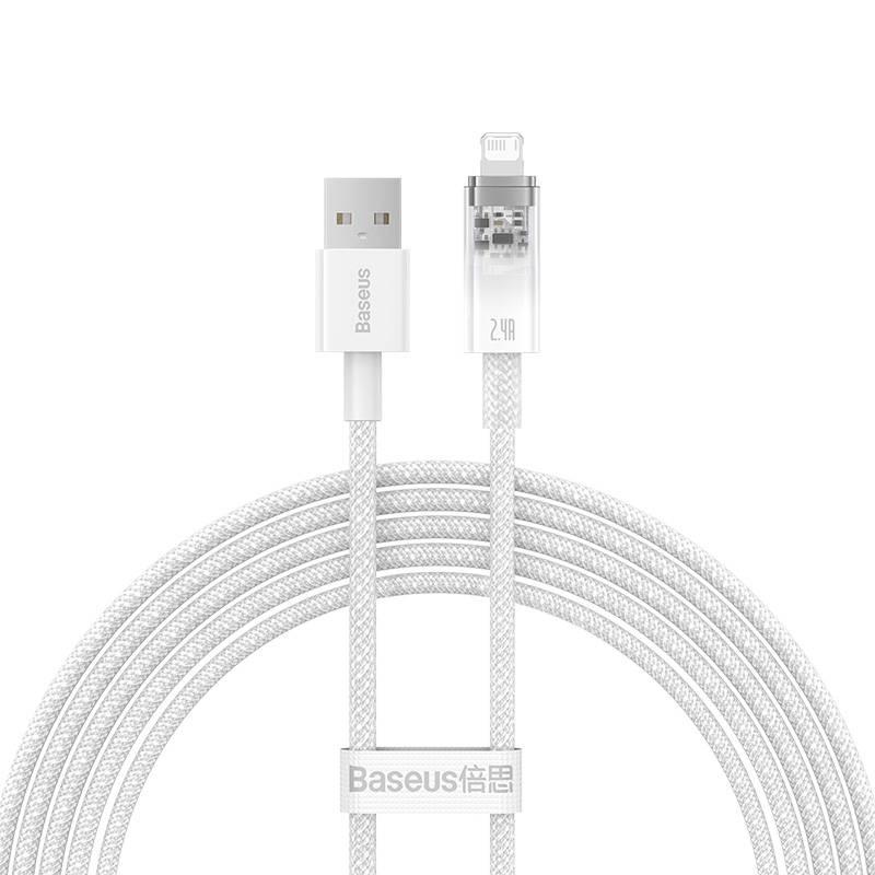 Кабел Baseus Explorer USB-A към Lightning  2м 2.4A CATS010102 - бял