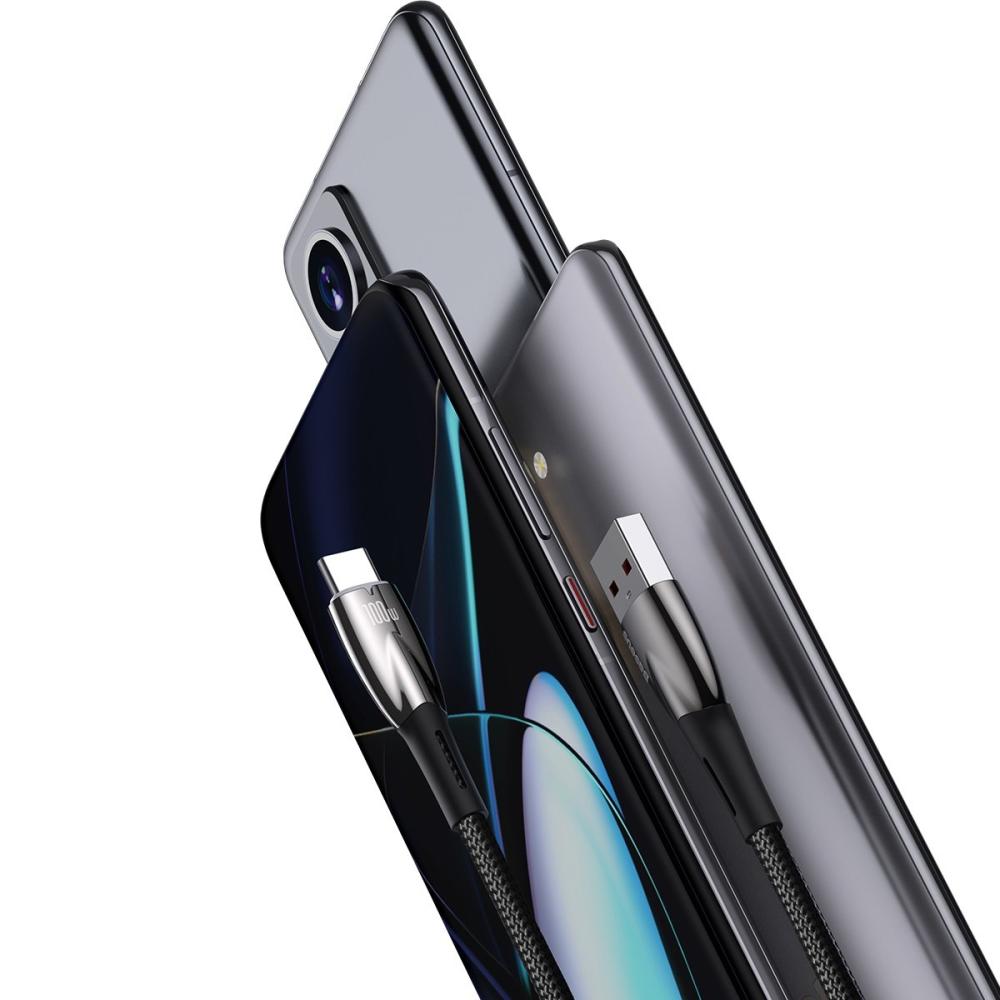 Кабел Baseus Glimmer Series USB-A - USB-C 100W 480Mbps 1м CADH00401 - черен