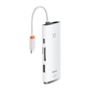 USB хъб Baseus Lite Series USB Type C - 2 x USB 3.0 / USB Type C PD / HDMI 1,4 / SD / TF WKQX050102 - бял