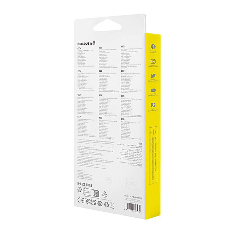 USB хъб Baseus 11 в 1 StarJoy Metal Glam Series Type-C към HDMI +VGA + 3 x USB 3.0 + USB 2.0+USB-C PD + RJ45 + SD/TF +3,5мм B00030709811-00 - тъмносив