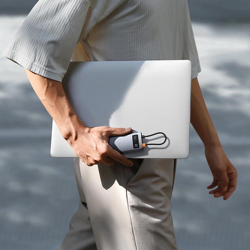 USB хъб Baseus Metal Gleam B00030708811-01 7-в-1 USB-C (HDMI 4K@60Hz / 3×USB 3.0 / USB-C PD 100W / SD / microSD) - сив