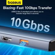 Докинг станция Baseus Metal Gleam Series II 155478 6-в-1 USB-A/USB-C/USB-C PD/HDMI/RJ45 - черен