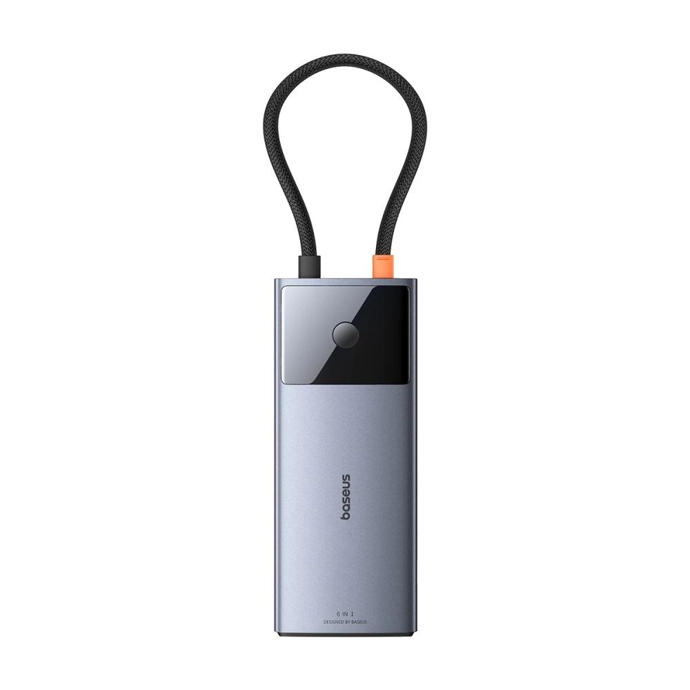 Докинг станция Baseus Metal Gleam Series II 155478 6-в-1 USB-A/USB-C/USB-C PD/HDMI/RJ45 - черен