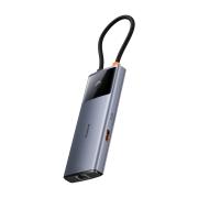Докинг станция Baseus Metal Gleam Series II 155478 6-в-1 USB-A/USB-C/USB-C PD/HDMI/RJ45 - черен