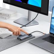 Докинг станция Baseus Metal Gleam Series II 155478 6-в-1 USB-A/USB-C/USB-C PD/HDMI/RJ45 - черен