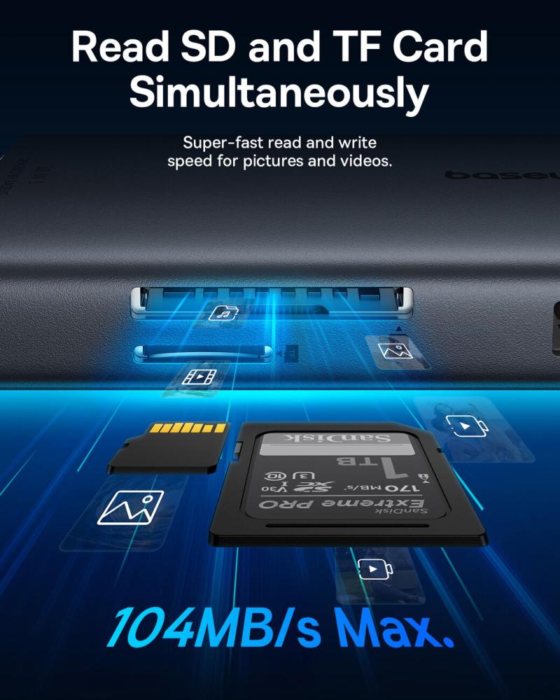 USB хъб Baseus Metal Gleam Series II 11-в-1 USB Type C към HDMI, DisplayPorts, USB-A x 2, USB-C PD, SD/TF B00061801123-00