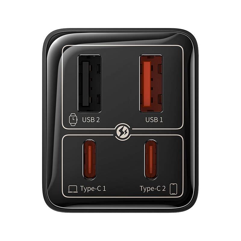 Зарядно устройство Baseus GAN6 Pro, 2xUSB-C + 2xUSB, 65W P10162701113-00 - черно