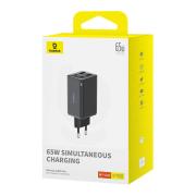 Зарядно устройство Baseus GAN6 Pro, 2xUSB-C + 2xUSB, 65W P10162701113-00 - черно