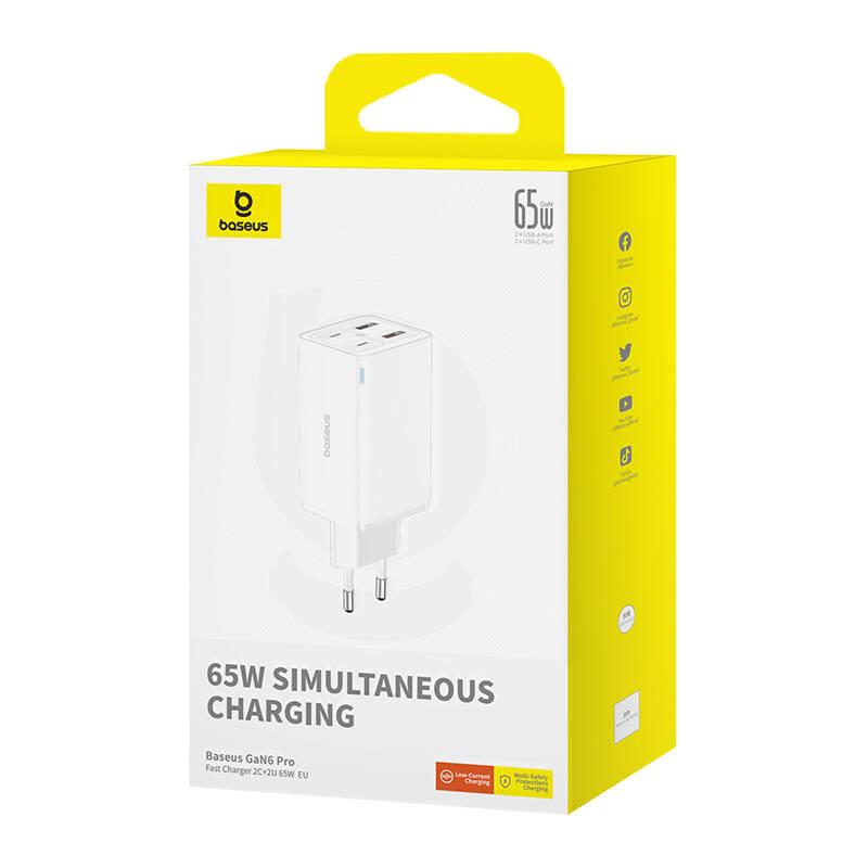 Зарядно устройство Baseus GAN6 Pro, 2xUSB-C + 2xUSB, 65W P10162701213-00 - бяло