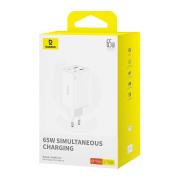 Зарядно устройство Baseus GAN6 Pro, 2xUSB-C + 2xUSB, 65W P10162701213-00 - бяло