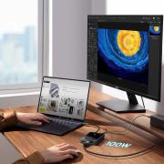 Докинг станция Baseus PioneerJoy 8-в-1 USB-C хъб – HDMI 4K@60Hz + HDMI 4K@30Hz + DisplayPort 8K@30Hz + VGA + 2x USB-A 3.0 + 2x USB-C – WKYY030413 - сив