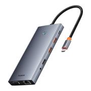 USB хъб Baseus 13 в 1 PortalJoy Series Type-C към HDMI+DP+VGA+C+USB+PD+RJ45+SD/TF+3.5мм B00053002811-01 - тъмносив
