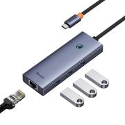 USB хъб Baseus UltraJoy 4 в 1, USB Type-C към 3 x USB 3.0 и 1 x RJ45 B0005280A813-00 - сив