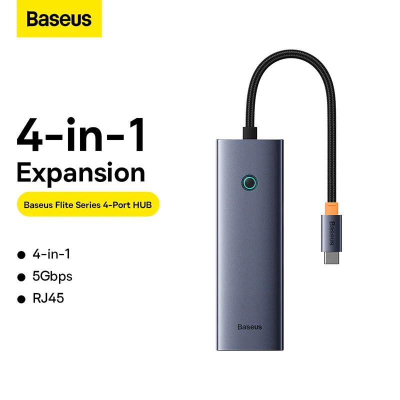 USB хъб Baseus UltraJoy 4 в 1, USB Type-C към 3 x USB 3.0 и 1 x RJ45 B0005280A813-00 - сив