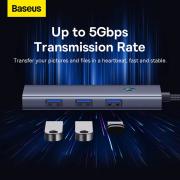 USB хъб Baseus UltraJoy 4 в 1, USB Type-C към 3 x USB 3.0 и 1 x RJ45 B0005280A813-00 - сив