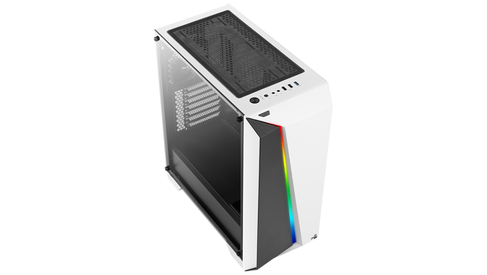 Кутия за настолен компютър Aerocool Cylon Pro RGB прозрачен панел от закалено стъкло CYLON-PRO-G-WT-V2 - бяла
