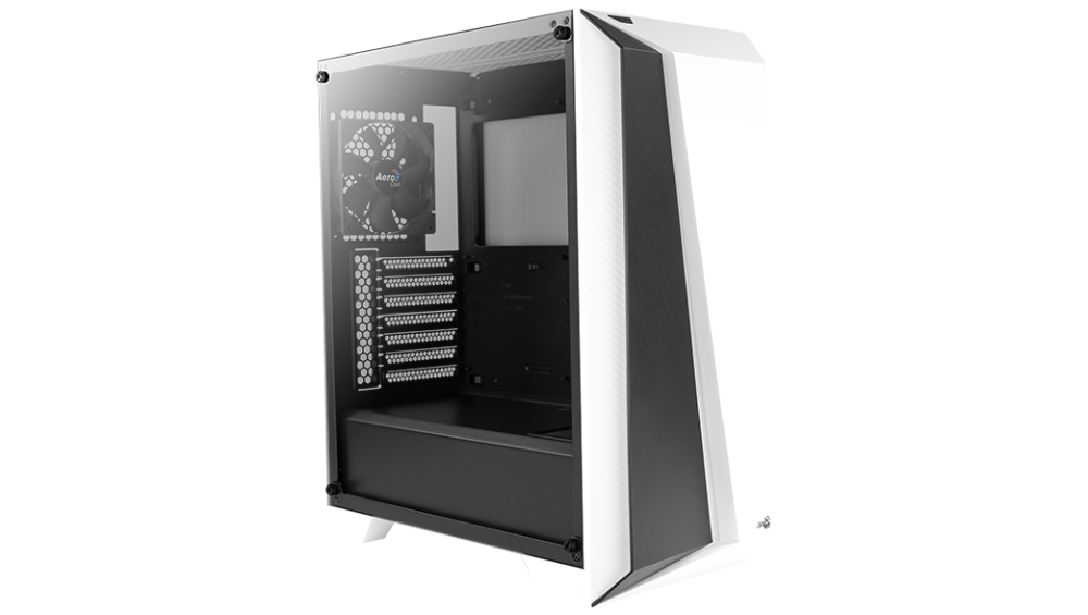 Кутия за настолен компютър Aerocool Cylon Pro RGB прозрачен панел от закалено стъкло CYLON-PRO-G-WT-V2 - бяла