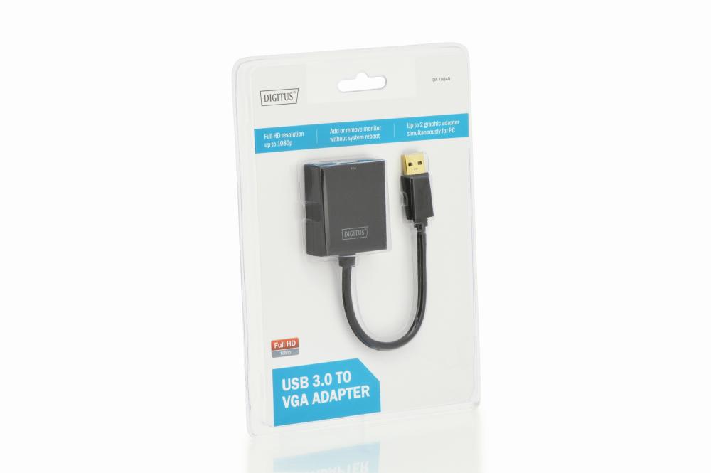 Адаптер DIGITUS, USB 3.0 към VGA, Full HD - DA-70840