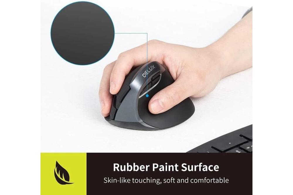 Мишка DELUX M618 mini+G36UF вертикална безжична - черно/сиво