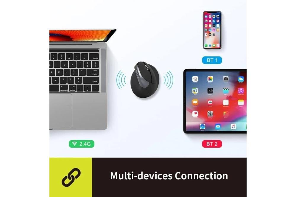 Мишка DELUX M618 mini+G36UF вертикална безжична - черно/сиво