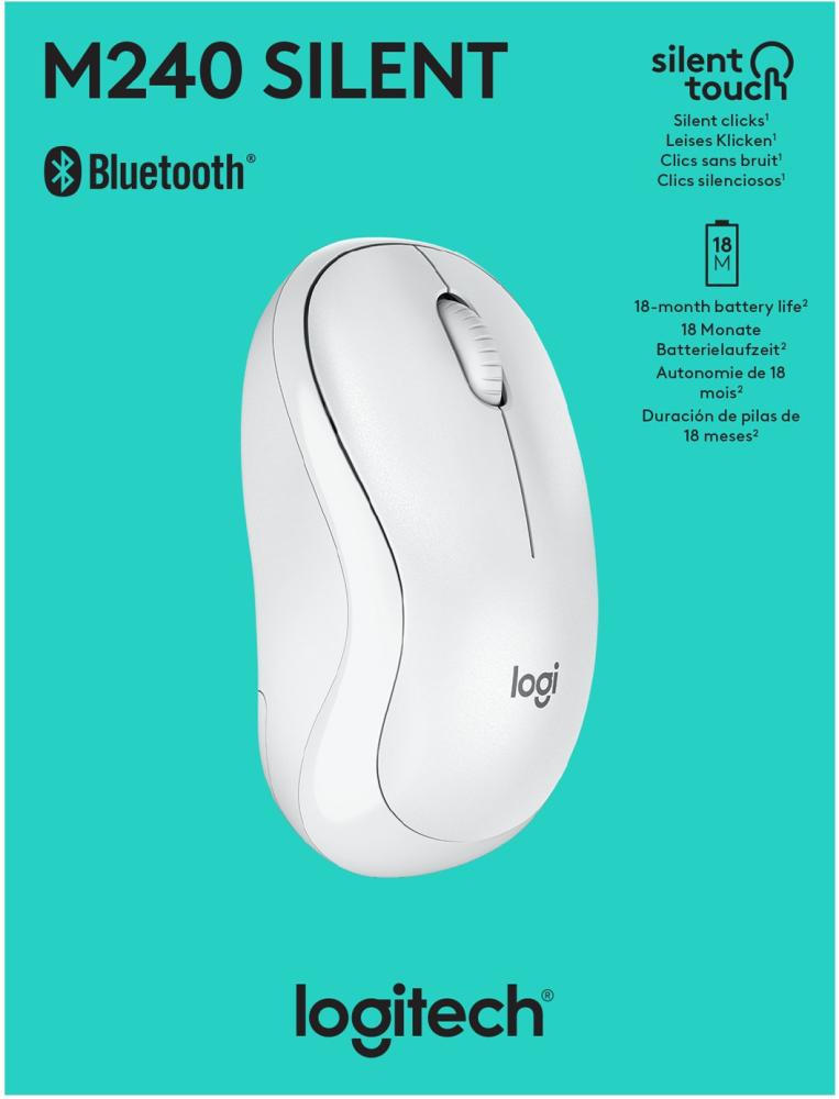 Безжична мишка Logitech M240 Silent Bluetooth 910-007120 - бяла