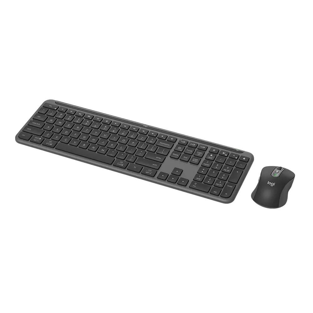 Безжична и Bluetooth клавиатура и мишка Logitech Combo MK950 Signature Slim, графит