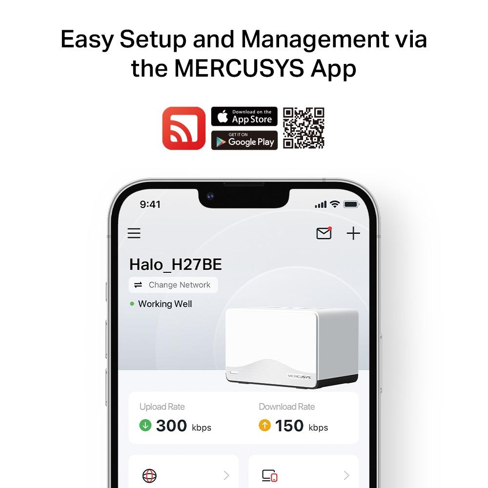 Безжична Wi-fi 7 Mesh система Mercusys Halo H27BE(3-pack) BE3600