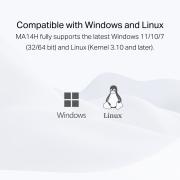 Безжичен USB адаптер с високо усилване Wi-Fi 6 Mercusys MA14H AX300