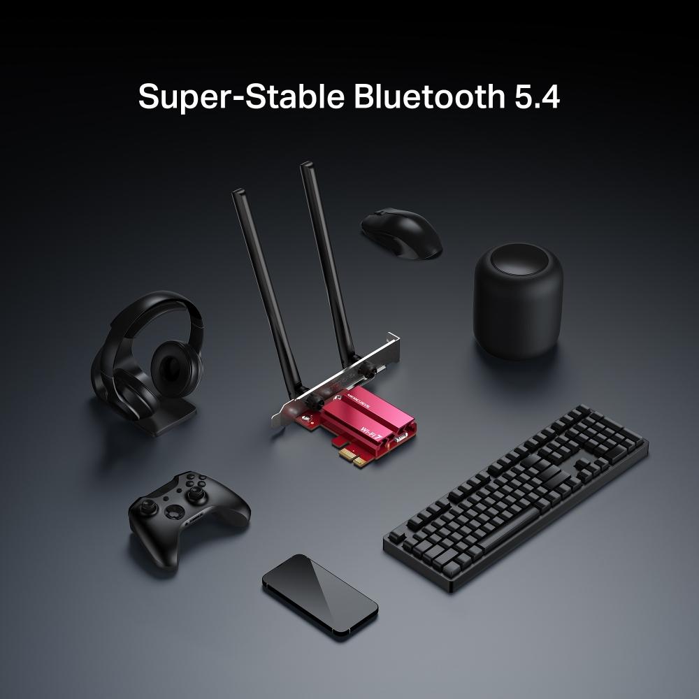 Безжичен Wi-Fi 7 Bluetooth 5.4 PCIe Адаптер Mercusys MA37BE BE6500