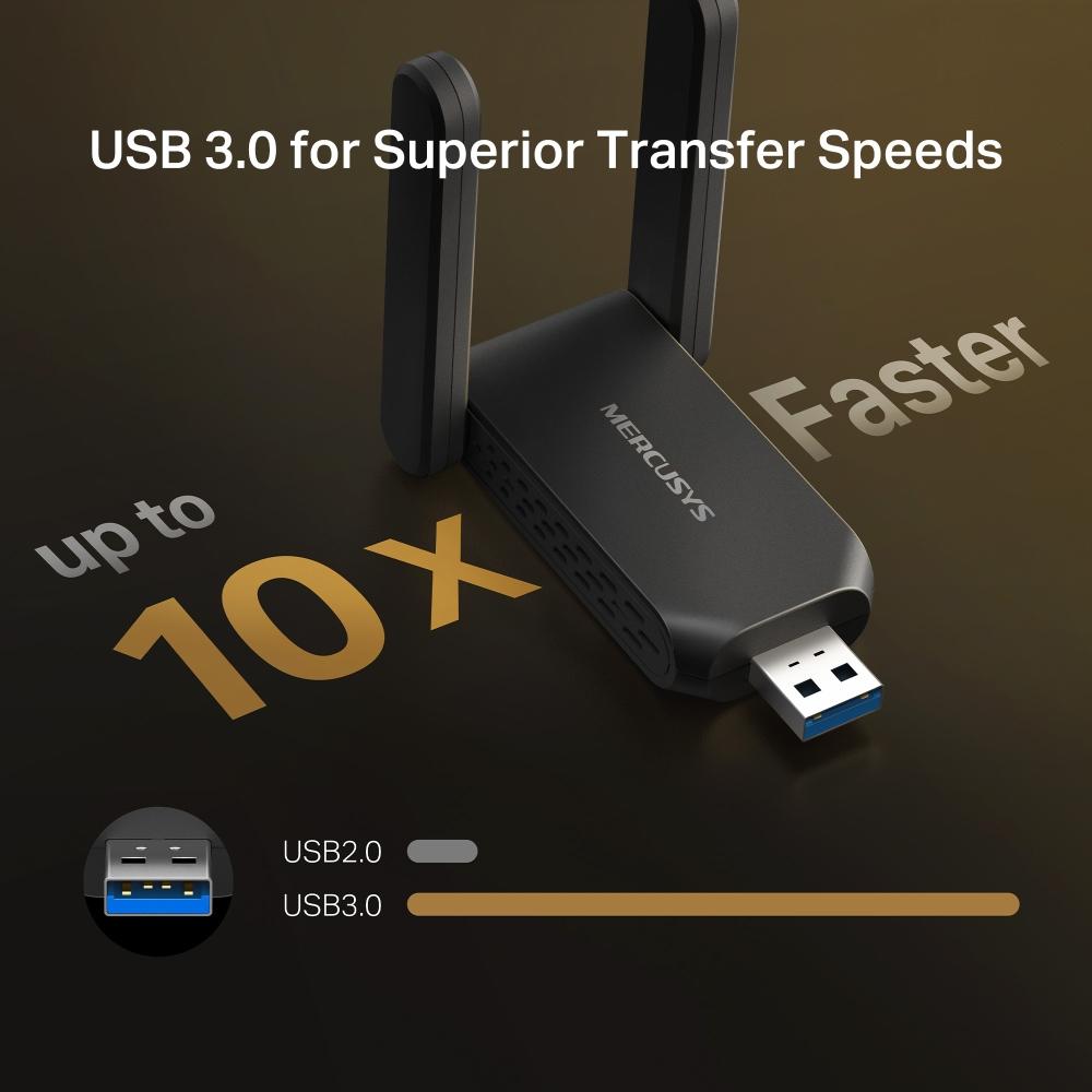 Безжичен 2-лентов USB адаптер с висок коефициент на усилване Mercusys MA72XH AX1800